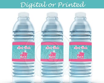 Slumber party water bottle labels- digital- you print - Party Favors