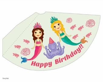 INSTANT DOWNLOAD - Mermaid party hat