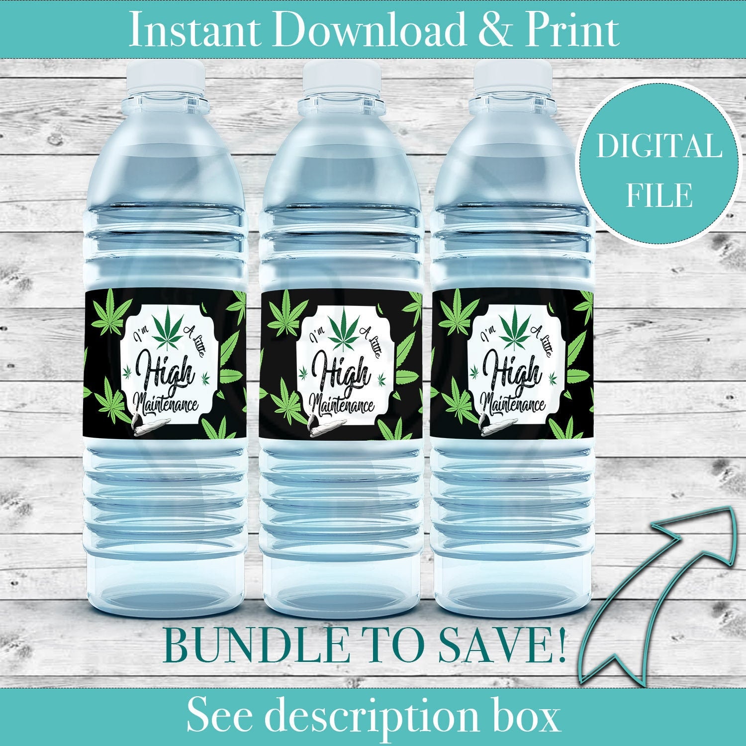 Marijuana Water Bottle Labels- 420- You Print - Party Favors - Etsy