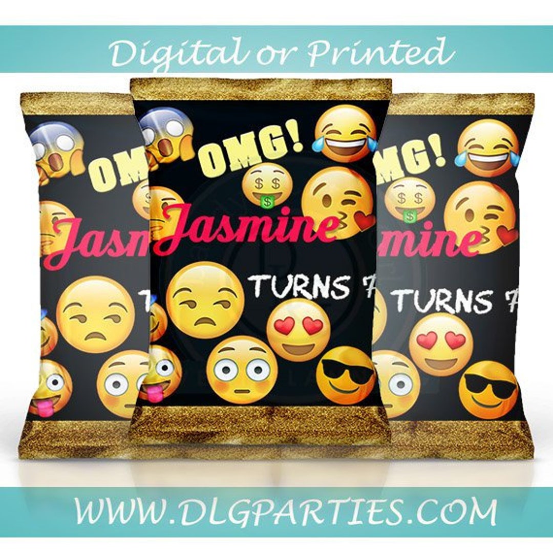 Emoji Custom Chip Bags Emoji Favor Bags Emoji Treat Bags Etsy