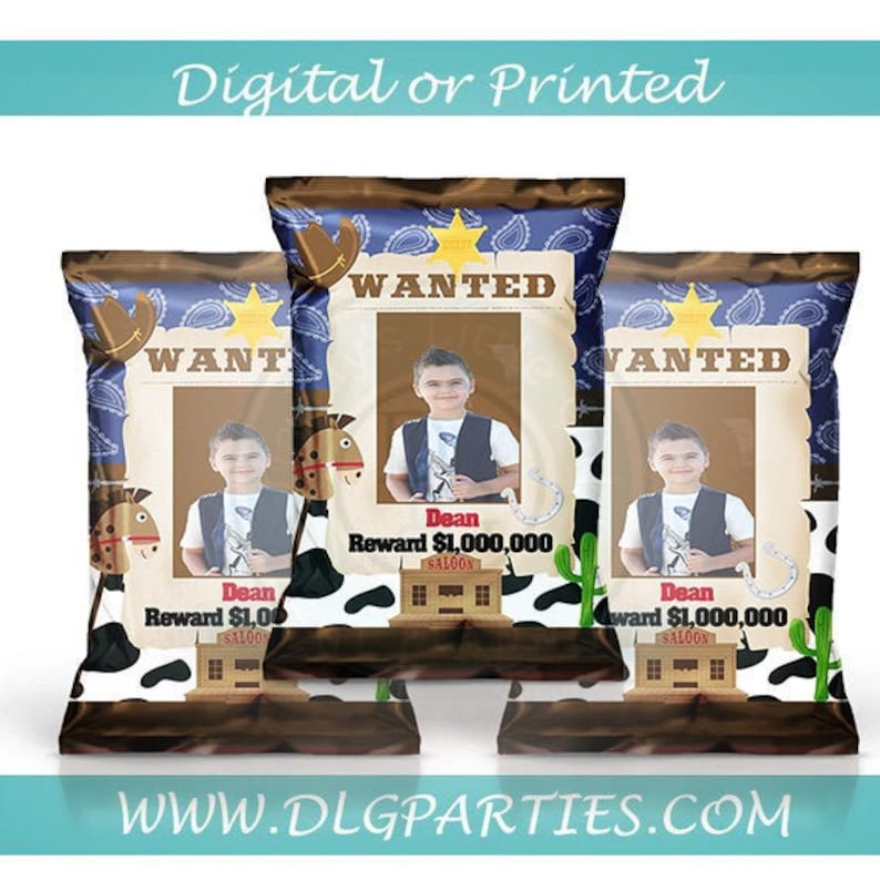 Western Favor Bags Cowboy chip bags Wild west Party bags Etsy