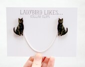 Black Cat Wooden Collar Clips