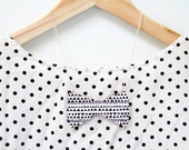 Wooden Bow Necklace in Aztec Print