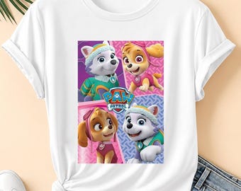 Chemise mignonne de dessin animé de chiot de sauvetage, t-shirt graphique de chien d'aventure, T-shirt de dessin animé pour enfants, cadeau d'amant de chiot
