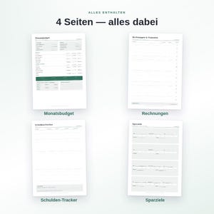 Haushaltsbudget Set zum Ausdrucken PDF | 4 Vorlagen: Budget, Rechnungen, Schulden, Sparziele | Finanzplaner A4 + US Letter Bild 2