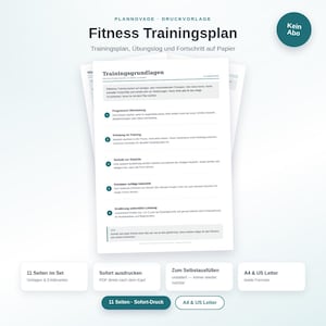 Printable Fitness Workout Set – Training Plan, Exercise Log & Progress Tracker in German