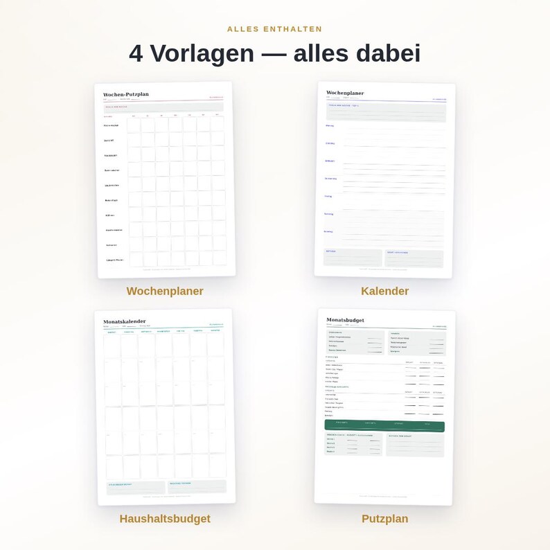 Complete Printable Household Organizer Set | 16 Templates: Weekly Planner, Calendar, Finances & Cleaning Schedule | Bundle PDF A4 + US Letter image 4
