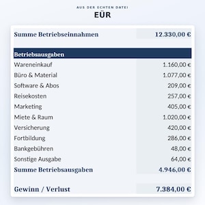 EÜR Vorlage Excel & Google Sheets Deutsch | Buchhaltung Kleinunternehmer | Einnahmen Ausgaben Umsatzsteuer Tracker für Selbstständige image 7