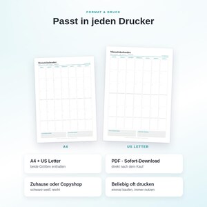 Printable Calendar Set (PDF) | 4 Templates: Monthly Calendar, Yearly Overview, Birthdays | A4 + US Letter | Undated image 5