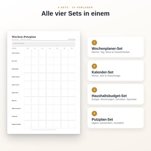 Complete Printable Household Organizer Set | 16 Templates: Weekly Planner, Calendar, Finances & Cleaning Schedule | Bundle PDF A4 + US Letter image 2