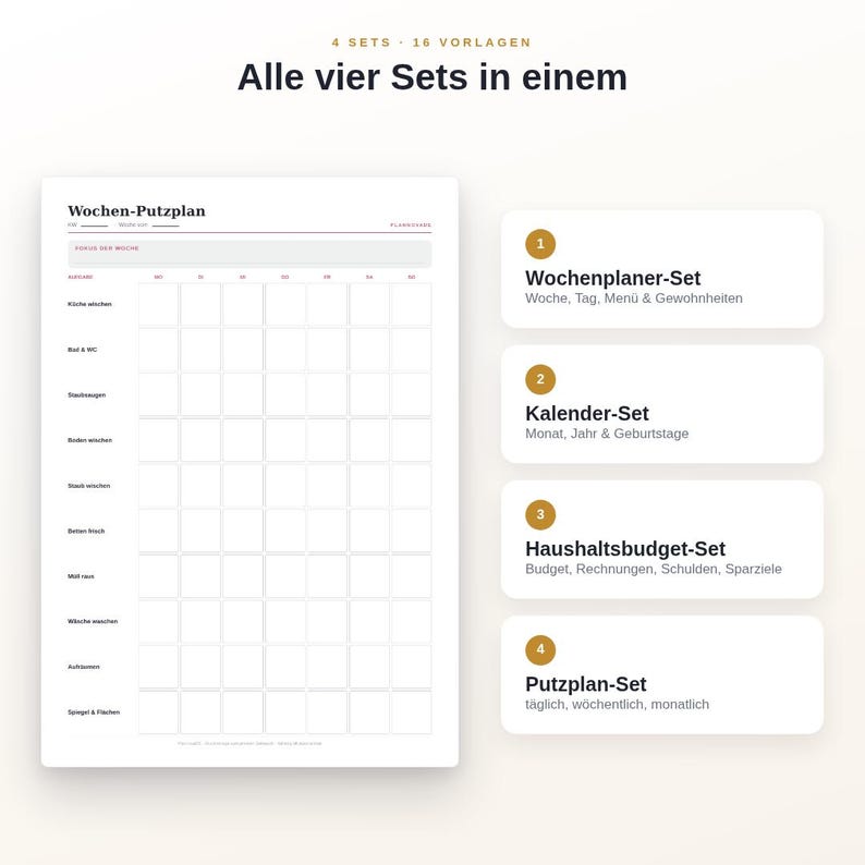 Complete Printable Household Organizer Set | 16 Templates: Weekly Planner, Calendar, Finances & Cleaning Schedule | Bundle PDF A4 + US Letter image 2