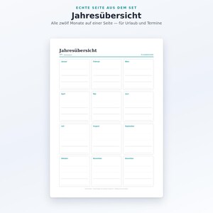 Printable Calendar Set (PDF) | 4 Templates: Monthly Calendar, Yearly Overview, Birthdays | A4 + US Letter | Undated image 7