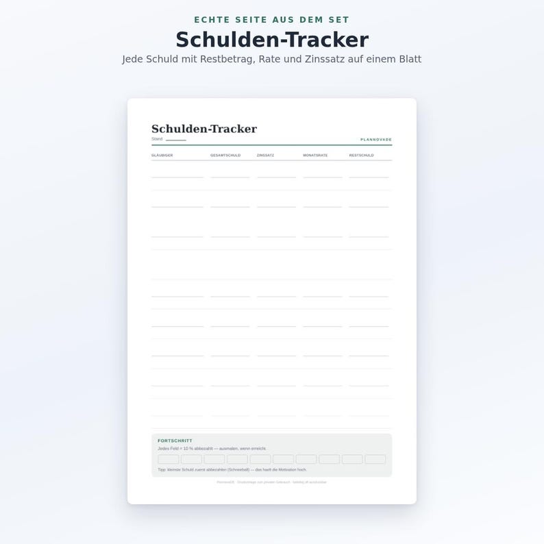 Haushaltsbudget Set zum Ausdrucken PDF | 4 Vorlagen: Budget, Rechnungen, Schulden, Sparziele | Finanzplaner A4 + US Letter Bild 7