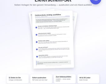 Lieferschein Vorlage zum Ausdrucken PDF | 11 Seiten mit Empfangsbestätigung & Rücksendungs-Tracker