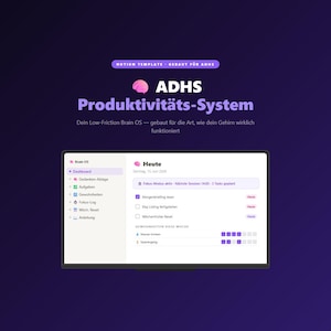 ADHD-planner Notion-sjabloon (Duits) | ADHD-focussysteem | Brainstorm over gewoontes