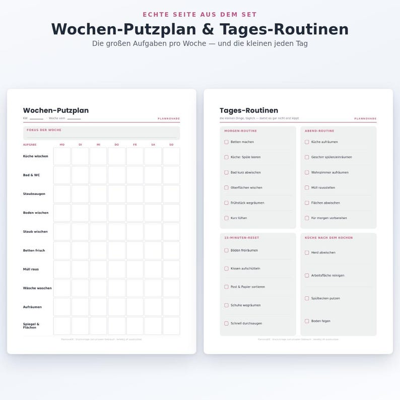 Cleaning Schedule Set for Printing (PDF) | 4 Templates: Weekly Schedule, Routines, Monthly/Seasonal Schedule, Family Tasks | A4 + US Letter image 6