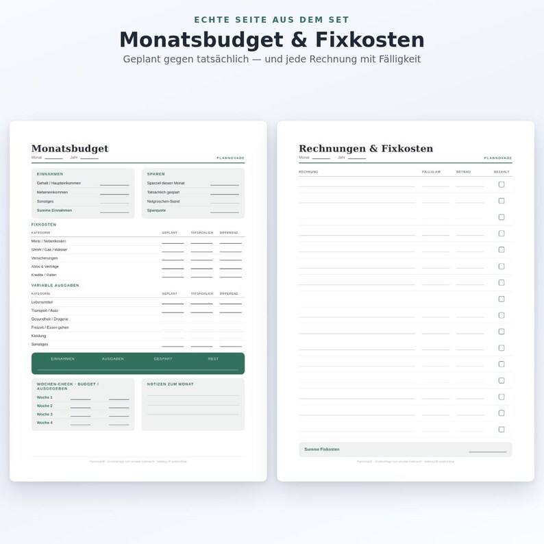 Haushaltsbudget Set zum Ausdrucken PDF | 4 Vorlagen: Budget, Rechnungen, Schulden, Sparziele | Finanzplaner A4 + US Letter Bild 6