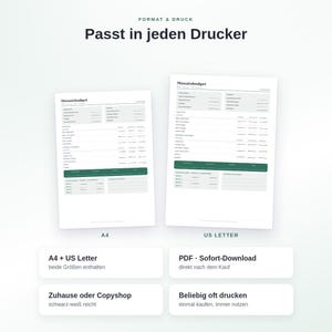 Haushaltsbudget Set zum Ausdrucken PDF | 4 Vorlagen: Budget, Rechnungen, Schulden, Sparziele | Finanzplaner A4 + US Letter Bild 5