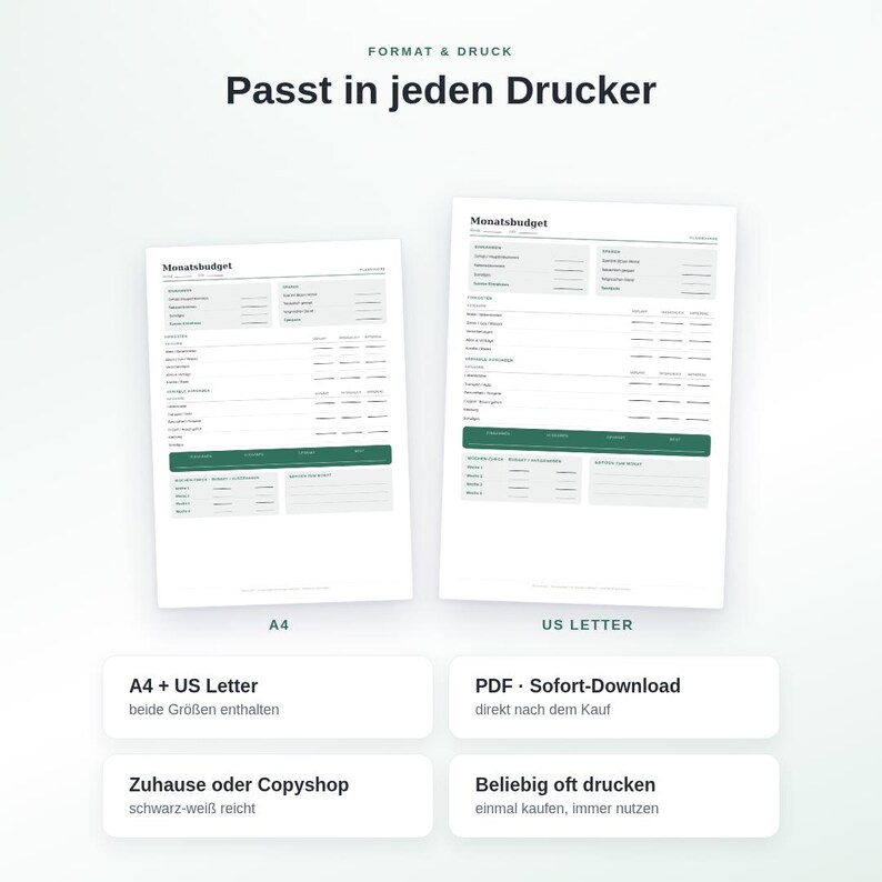 Haushaltsbudget Set zum Ausdrucken PDF | 4 Vorlagen: Budget, Rechnungen, Schulden, Sparziele | Finanzplaner A4 + US Letter Bild 5