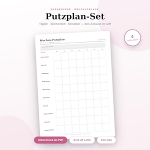 Cleaning Schedule Set for Printing (PDF) | 4 Templates: Weekly Schedule, Routines, Monthly/Seasonal Schedule, Family Tasks | A4 + US Letter image 1