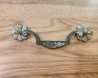 Vintage brass floral bail pulls 3 inch center