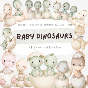 Clipart di dinosauro cucciolo, baby shower "Presto in schiusa", uova di dinosauro PNG, baby shower per gemelli maschio e femmina, dinosauro ad acquerello in formato digitale PNG, uso commerciale