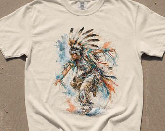 Native American Dancer T-Shirt, Colorful Powwow Dance Graphic, Indigenous Culture Art Tee, Comfort Colors® Heritage Gift