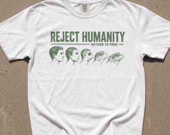 Felpa "Reject Humanity Return to Frog", girocollo con divertente meme sulla rana, pullover con umorismo sull'evoluzione, regalo Weirdcore per anfibi