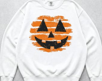 Jack O'Lantern-tröja, retro Halloween-pumpagrafik, läskig säsongs-tröja, vintage höstpumpa-gåva