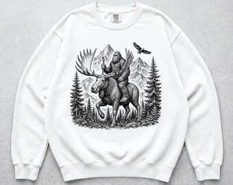 Felpa vintage anni '90 con Bigfoot, girocollo con grafica Sasquatch, montagna e foresta, pullover retrò con criptidi, regalo per amanti della natura selvaggia