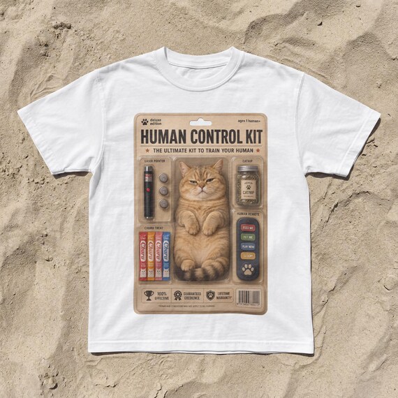 Human Control Kit Cat shirt, Funny Cat Toy Packaging Design, Cat Lovers Gift, Comfort Colors, Silly Cat Shirts, Funny Cat Meme Tee, Oversize