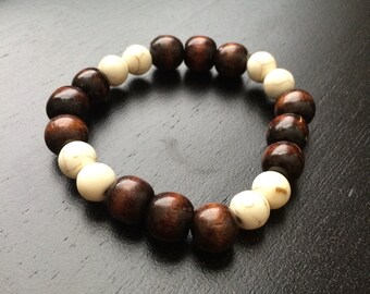 Bracelet Stretch en bois et perle de pierre