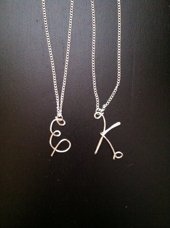 Wire Initial Necklace - Etsy