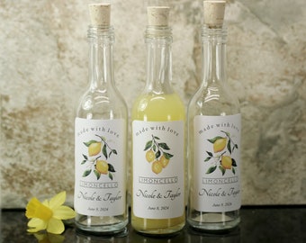 Bottles & Labels Limoncello Empty 3.5oz Bottles Limoncello Labels Empty Corked Bottle Limoncello Wedding Favors Limoncello Shower Favors