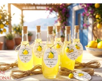 Empty 4oz Glass Limoncello Bottles with Corks and Customizable Tags, Wedding Favor Supplies