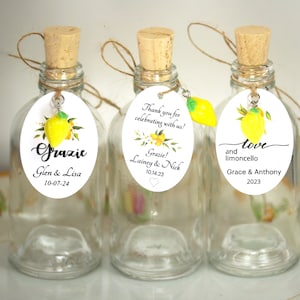 3oz Empty Bottles & Tags Glass Limoncello Bottles Custom Limoncello Tags Empty Glass Bottles Lemoncello Favors Limoncello  Wedding Favors