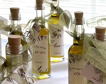 3.5oz Empty Bottles Labels & Tags Olive Oil Favors Olive Oil Tag Corked Bottle Glass Bottle Infused Olive Oil Favor Small Bottles for Favors