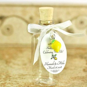 Botellas vacías de plástico de 2 oz de limoncello, recuerdos de boda con corcho