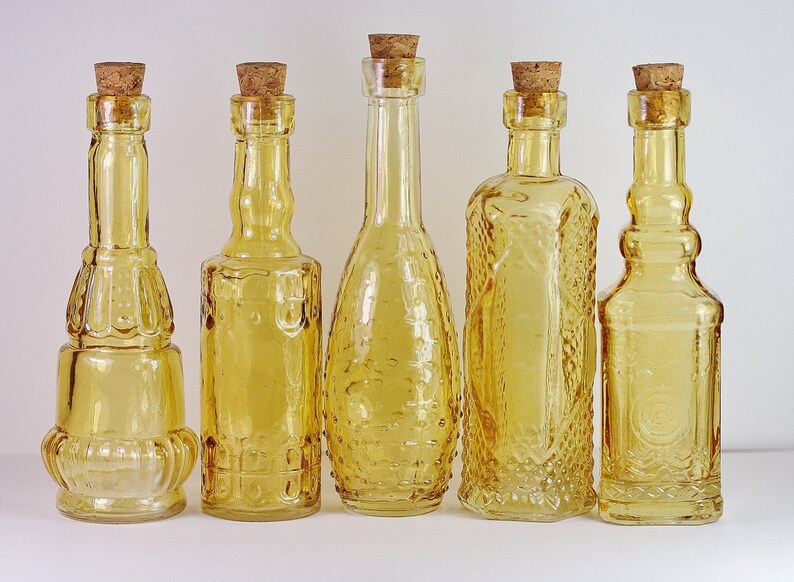 20 Amber Glass Bottles 5 Inch Gold Glass Bottles Yellow Glass Etsy