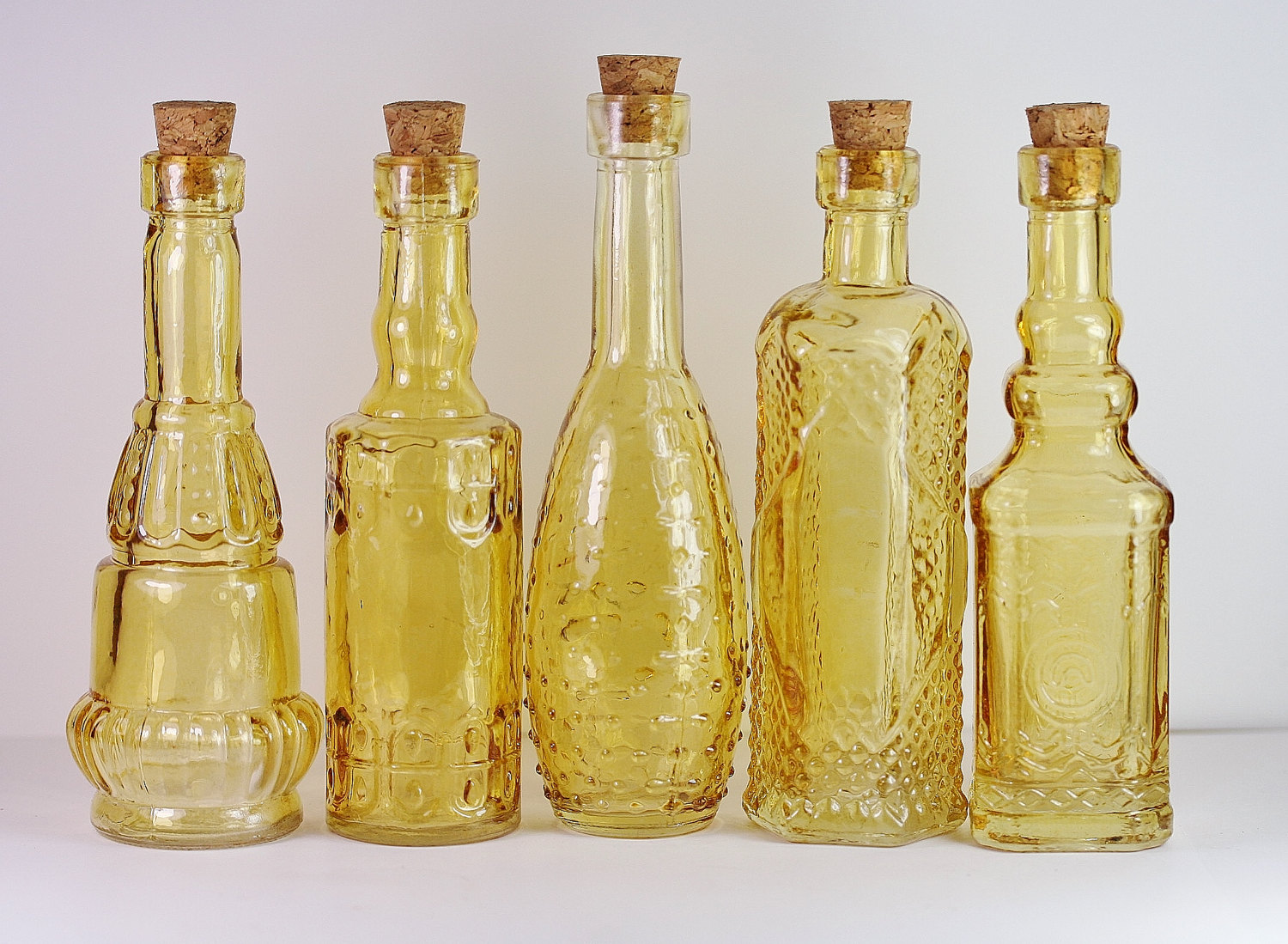 10 Amber Glass Bottles 5 Inch Gold Glass Bottles Yellow Glass Etsy