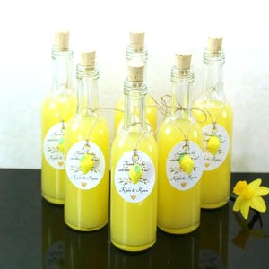 3.5oz Bottles & Tag Cork Lemon Charm Empty Glass Limoncello Bottle Limoncello Tag Corked Glass Bottle Positano Amalfi Lemon Theme Shower