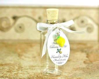2oz Plastic Limoncello Bottles with Corks, Wedding Favors