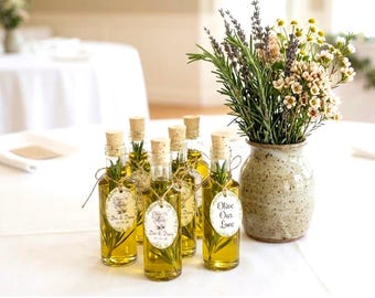3.4oz Olive Oil Favor Empty Bottles & Custom Tags Wedding Favors Fill Your Own
