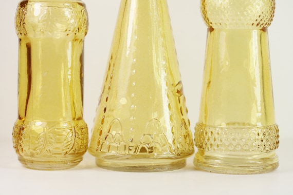 Vintage Glass Bottles w/ Corks Set 10 Designs 5" Tall AMBER wedding favor NEW 