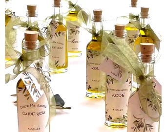 3.5oz Empty Bottles + Labels for Olive Oil: Custom Wedding Favor Shower Favor