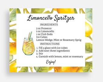 Limoncello Spritzer Cards Actual Cards Order As Many As You Need Orangecello Spritz Recipe Card Limoncello Favor Limoncello Recipe Cards