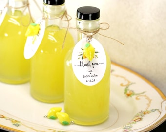 3.5oz Empty Bottles with Custom Tags Limoncello Wedding Favors