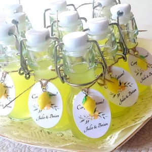Sets Limoncello Bottles AND Tags 2oz Fill Your Own Limoncello Favor Bottle Custom Limoncello Tag Empty Glass Limoncello Favor Bottle Tag