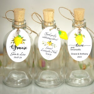 3oz Bottles/Tags/Corks/Lemon Charms Glass Limoncello Bottles Limoncello Tags Empty Glass Bottles Corked Bottles Limoncello Wedding Favors