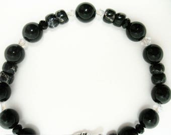 Jasper Bracelet free shipping girls or women gift for her Birthday handmade beaded bracelets genuine black jasper beads